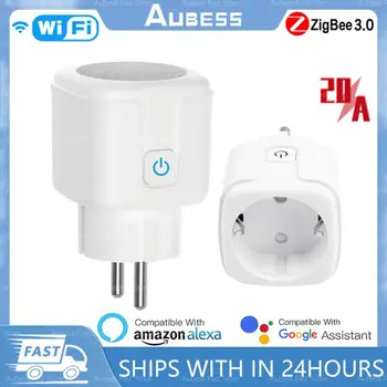 20A WiFi Zigbee Tuya Smart Plug Belaidžio Elektros Lizdai ES Smart Home Galia Stebėti Smart Gyvenimas Per Alexa 